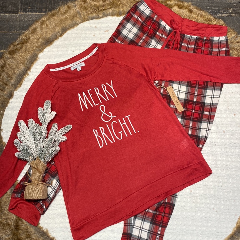 RAE DUNN WOMENS PAJAMAS 2PC “MERRY & BRIGHT”